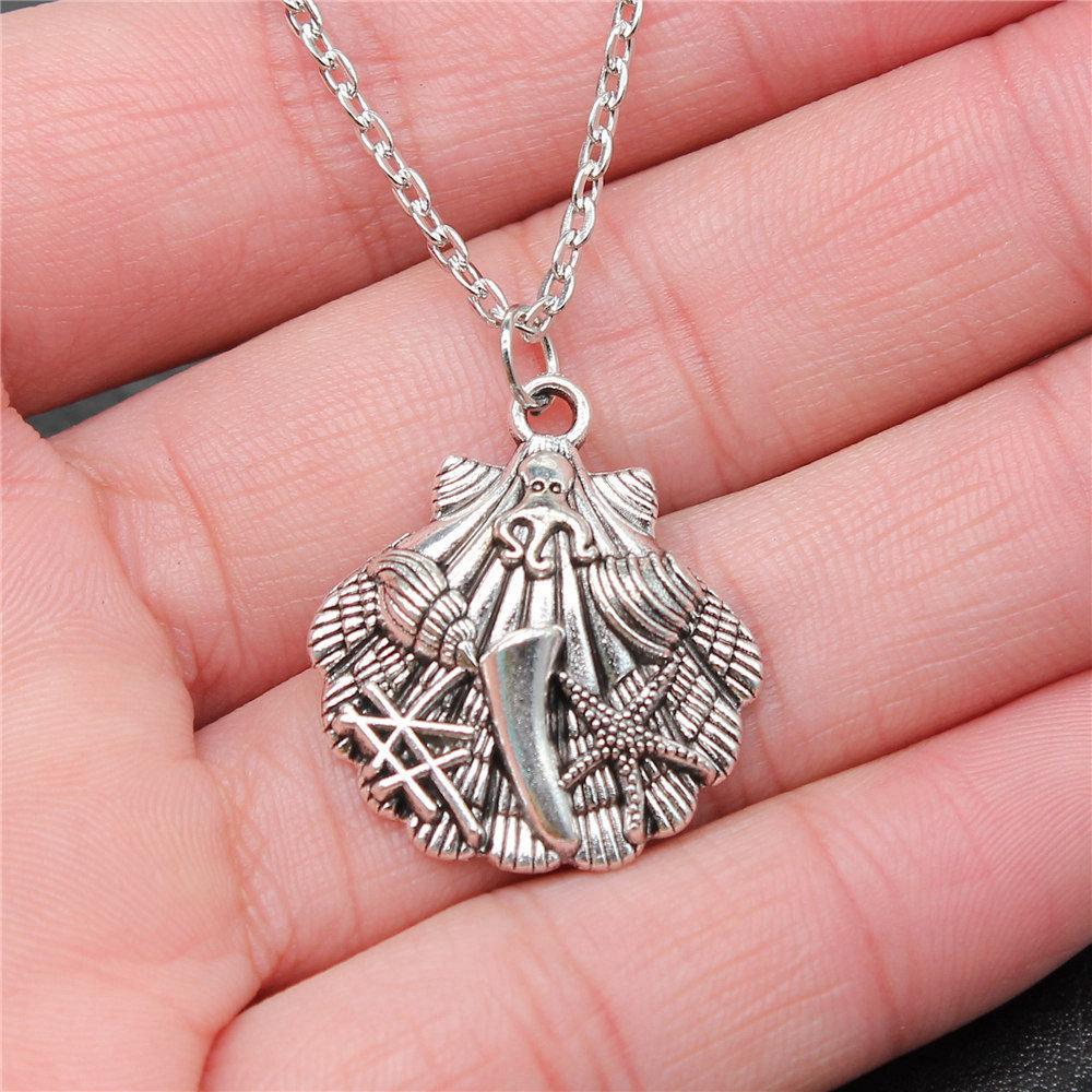 Mermaid Dolphin Ocean Life Pendant Antique Bronze Metal Men Collar Necklace Fashion Gift
