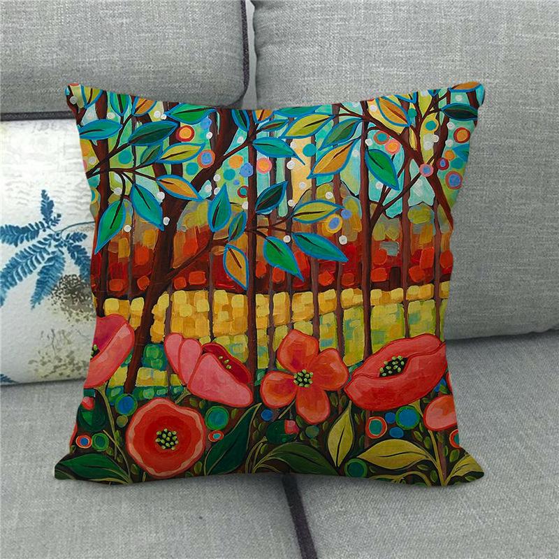 Pumpkin Plant Watercolor Painting Digital Printing Short Plush Pillow Covers For Car Sofa Office Cushion Cover Home Goods