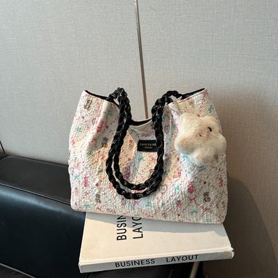 Bolsa feminina 2025 nova casual moda fofa bolsa com pingente estilo doce feminino estilo estrangeiro bolsa de ombro tote