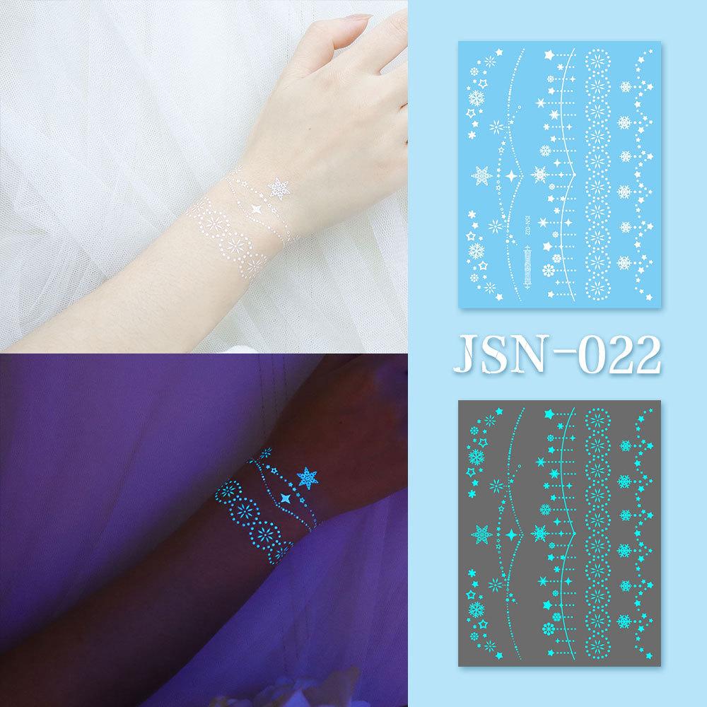 white luminous Bracelet Necklace Body Art 6Sheets Temporary Fake Tatoo Tattoo Sticker Waterproof For Women Accessories