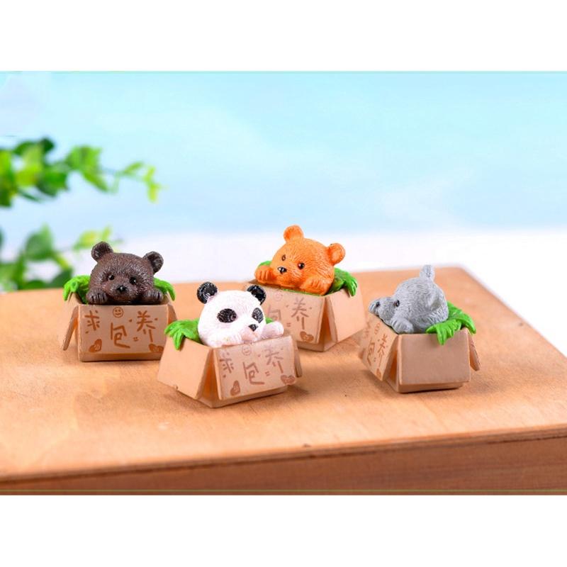 4Pcs/set DIY Fairy Garden Decoration Cute Animal Panda Miniatures Mini Figures Moss Terrarium Micro Landscape