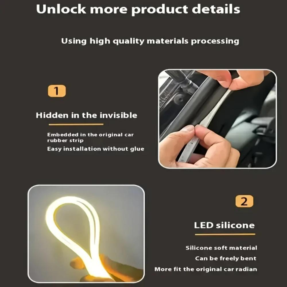 New Car Trunk LED Strip Lights Trunk Lighting Interior Decoration DIY Ambient Light Strips Tailgate Light Strip Auto Accessories