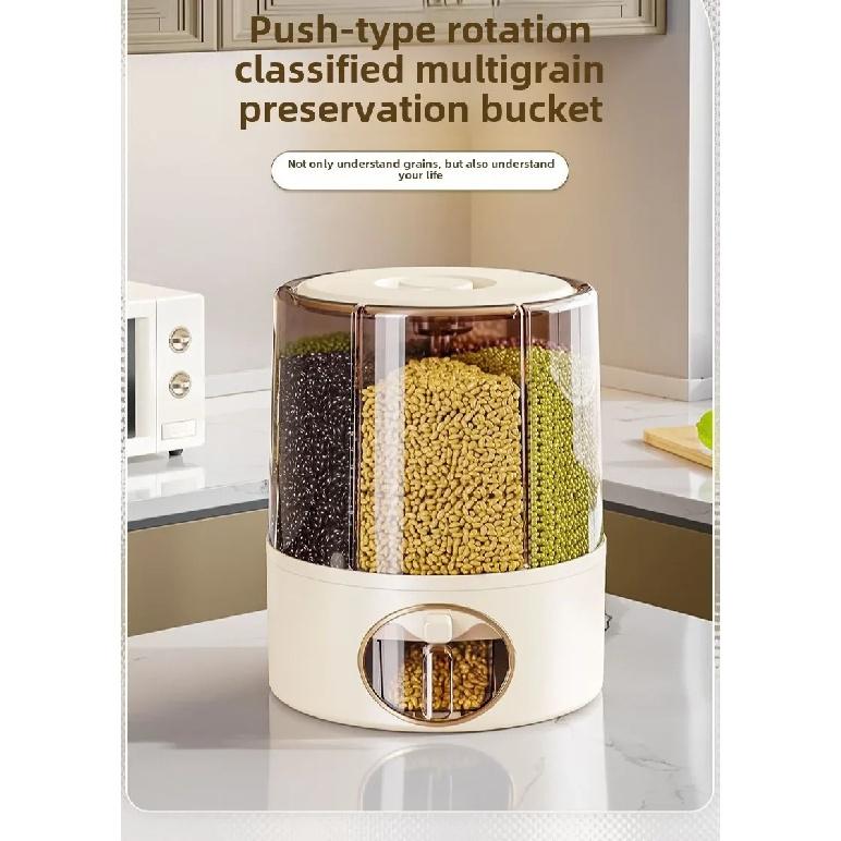 Rotary Rice Bucket Household Grains Storage Box Insect-Proof Moisture-Proof Sealed Rice Storage Tank