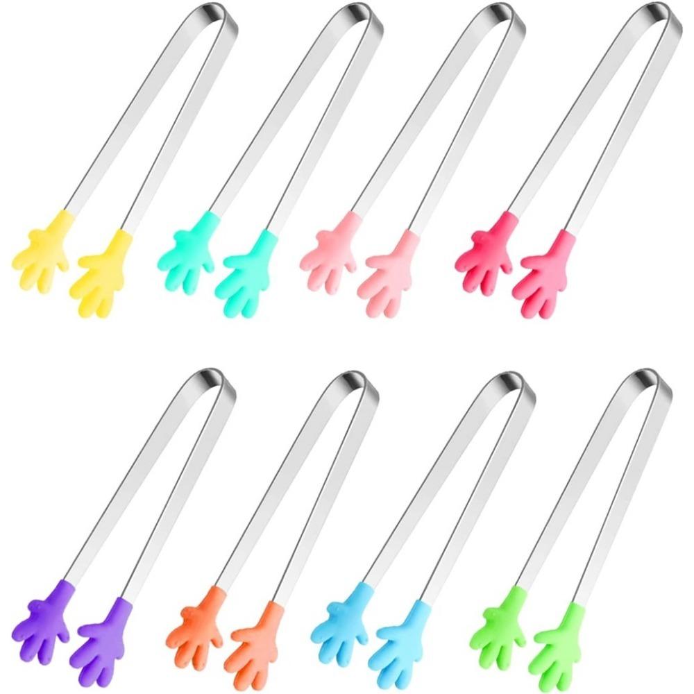 8 Pieces Silicone Mini Clips Hand-Shaped Food Clips Colorful Children's Clips for Food Ice Fruit BBQ Easy To Clean 5 Inch