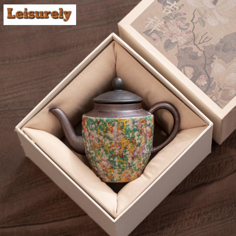 150ml Rock Painting Time Teapot Vintage Tea Infuser Pot Tea Brewing Kettle With Ball Hole Chinese Tea Set Supplies Collection