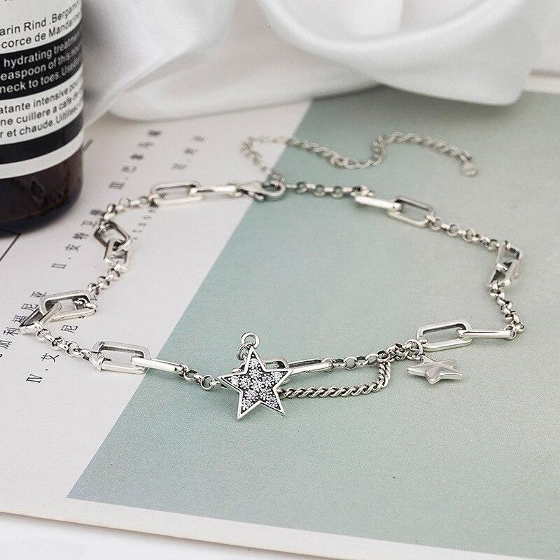 Trendy New Style Diamond -Studded Clavicle Chain 100 %S925 Silver Personality Fashion Temperament Woman Necklace