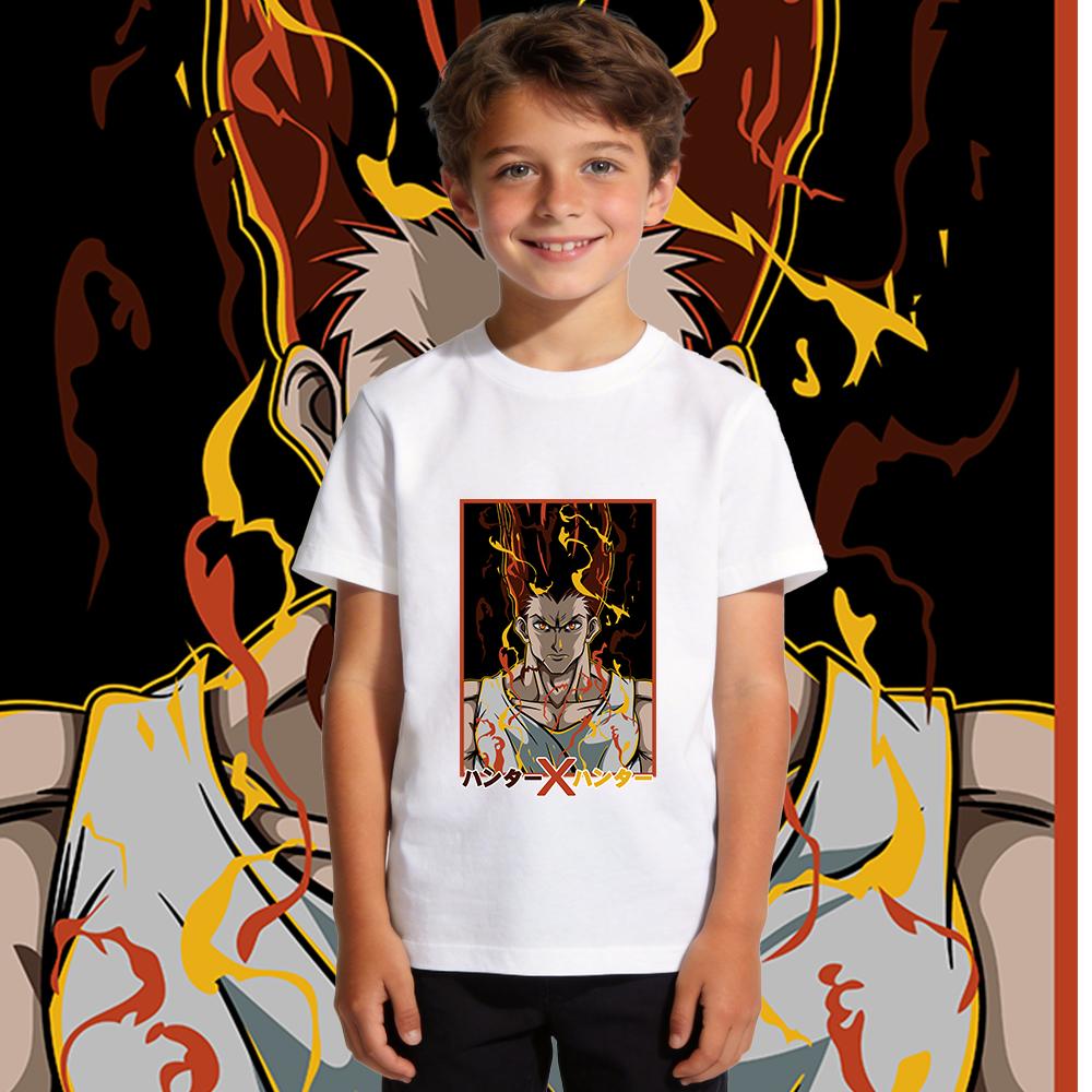 Hunter x Hunter Gon Anime Print Soft Cotton Kids T Shirt Casual Daily Wear for Boys and Girls Short Sleeve
