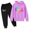 Kids Hoodie Pink Letters Print Coat Boy Girl Toddler 3-12 Years Charming Casual Clothing Top+Pants 2P Leisure Sports Fashion Set