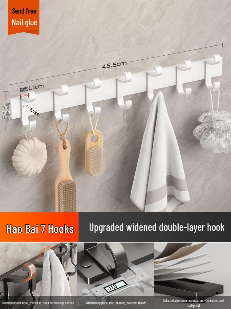 Meiruid Wall-Mounted No-Drill Double-Layer Space Aluminum Coat & Hat Hook
