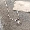 Premium Zircon Bow Pearl Necklace Sweet Cool Niche Versatile Temperament Sweater Collarbone Necklace Women