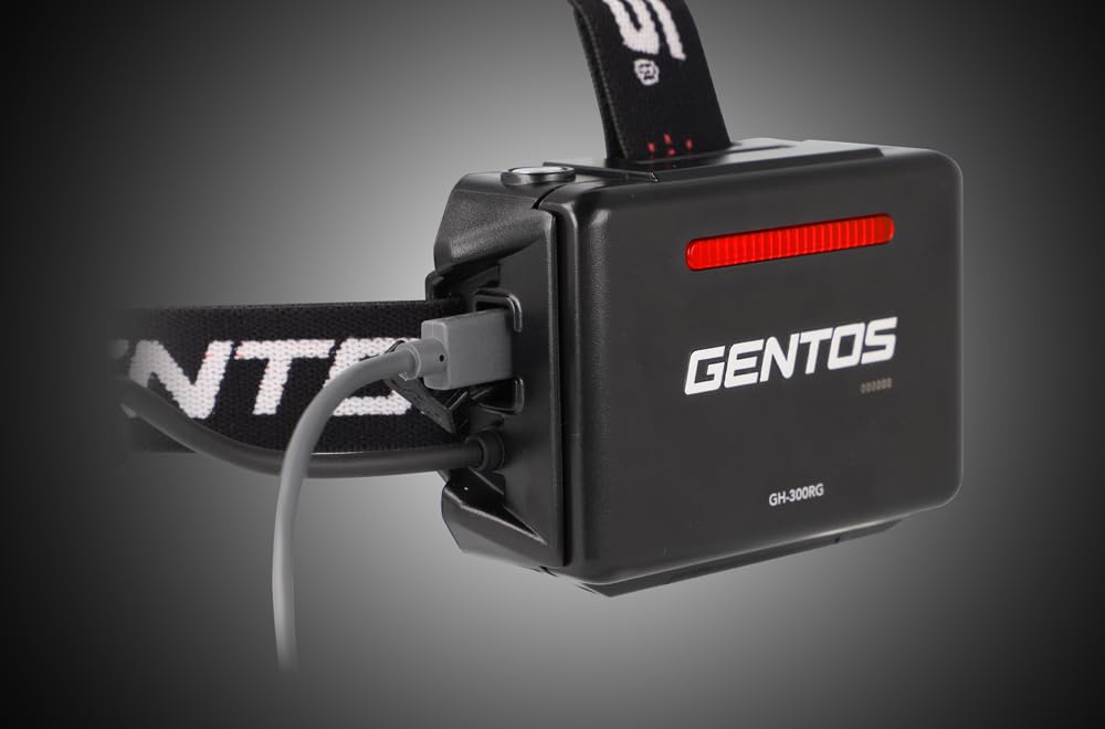 GENTOS LED USB 800 13 Hours of Operational Run Rear View Requires Rechargeable Battery or 4 AA Batteries G Series GH-300RG Headlamp, Rechargeable,