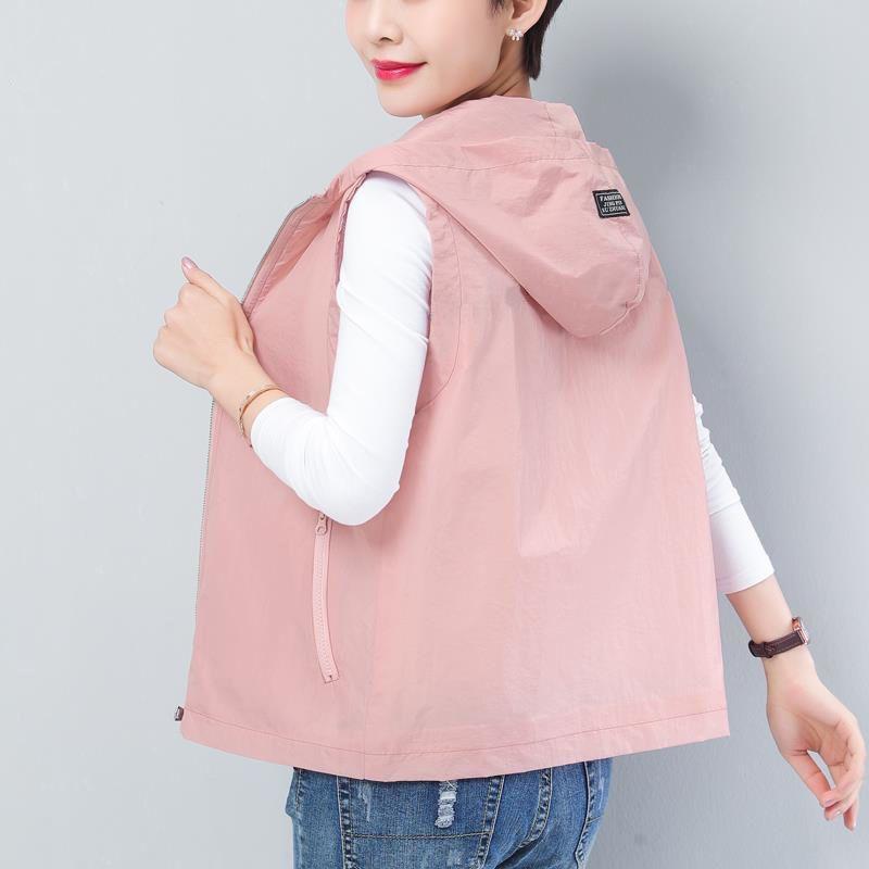 Spring, Summer and Autumn New Hooded Sleeveless Loose Fat Vest