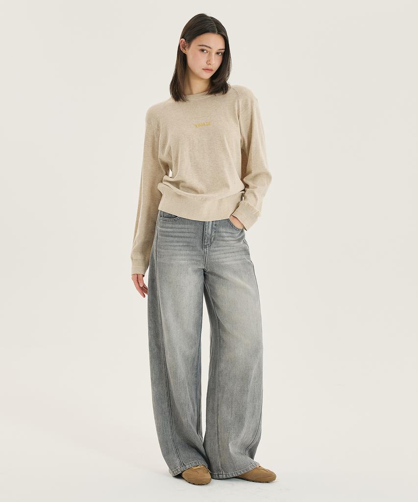 MIND BRIDGE WOMEN [W] Oversized Lettering Raglan Knit