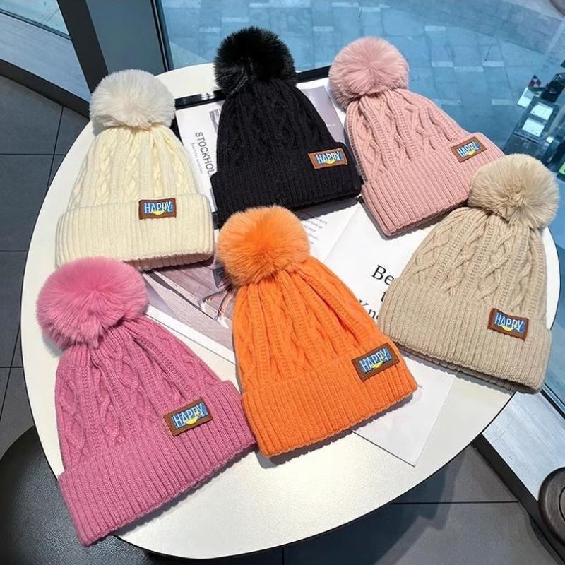 1 Stück Damen Dicke Warme Gestrickte Wintermütze Mit