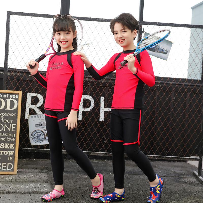 Korean Style Kids' Two-Piece Sun Protection Swimsuit with Long Sleeves - Quick Dry Snorkel and Diving Suit for Girls and Boys