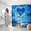Beach Sunset Shower Curtain - Romantic Starry Night, Pink Roses, Blue Butterflies, Heart Constellation