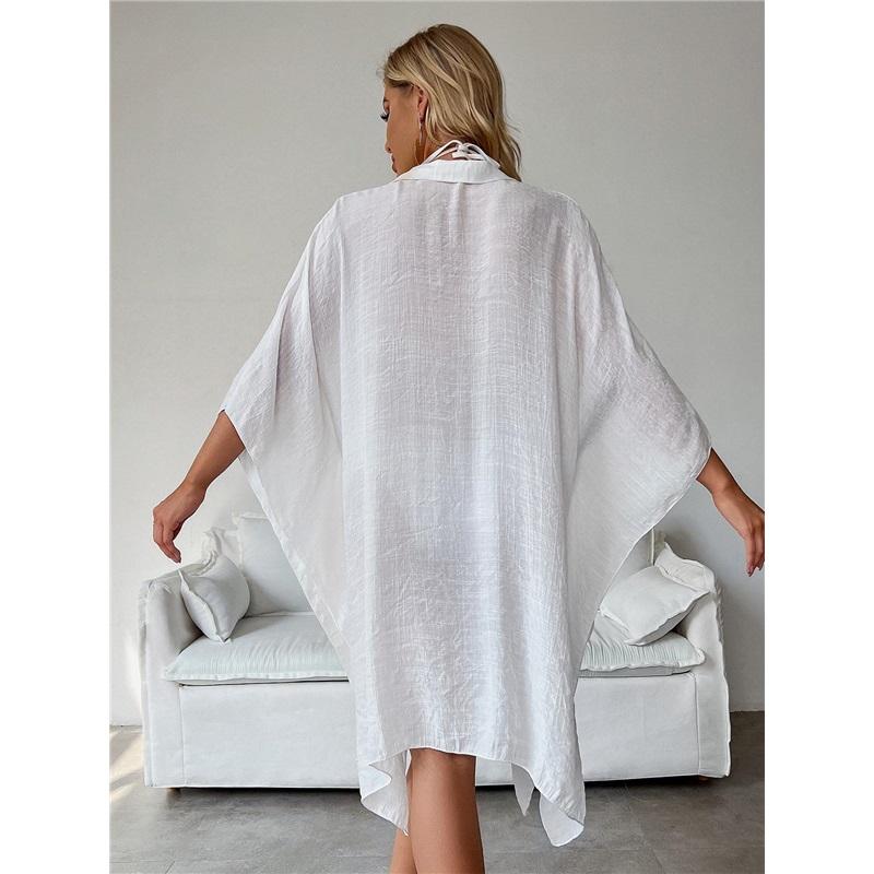 Summer Loose Cardigan Sun Protection Woman Bikini Cover-up Swimsuit Solid Beachwear Cover-Ups Swimwear Women Kimono Dress