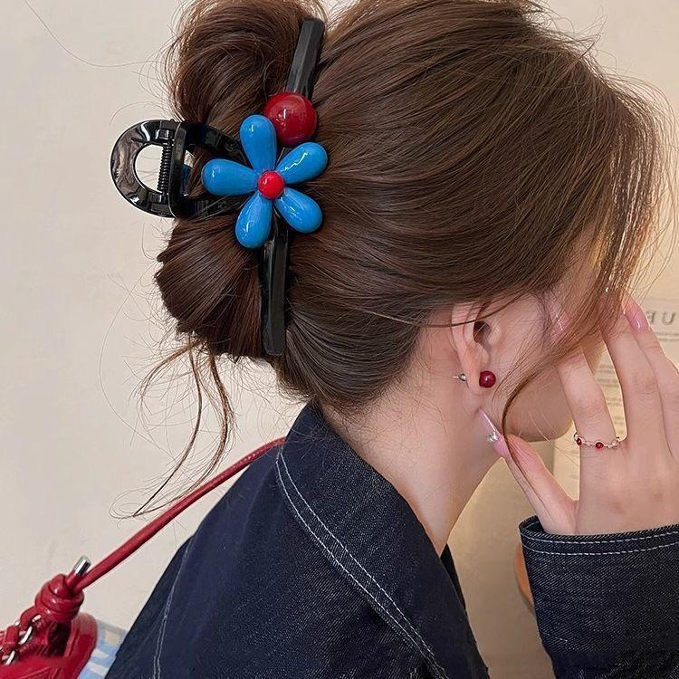 Elegant Marble Plumeria Hair Clip with Cross-Border Design