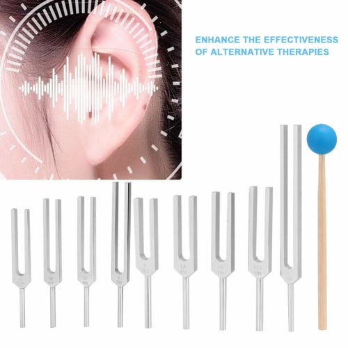 9-Piece Tuning Fork Set with Storage Bag, Body Tuning Forks for Chakra Healing, DNA Healing Instrument, Sound Therapy (174Hz, 285Hz, 396Hz, 417Hz, 528