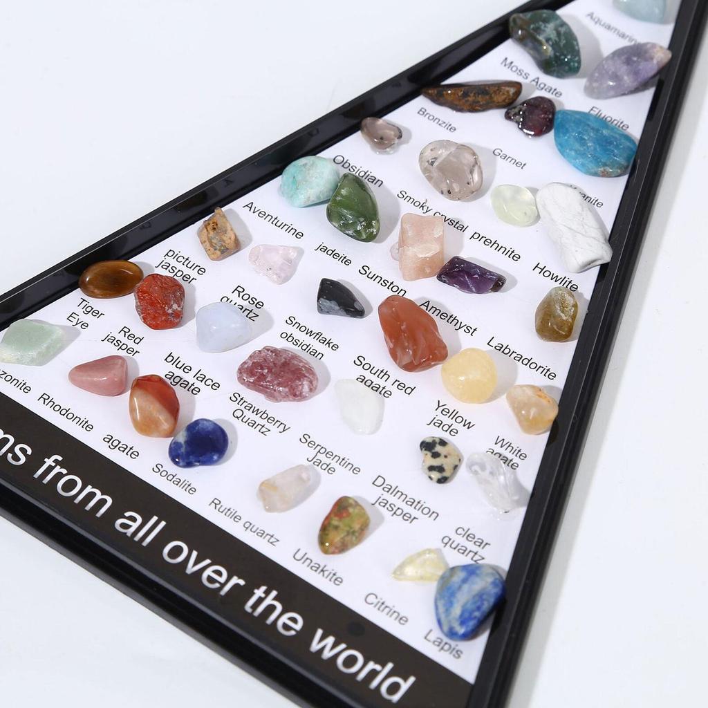 Rock & Mineral Collection 36pcs Geology Gem Kit In A Display Case For Kids Natural Gemstone Crystal Sets