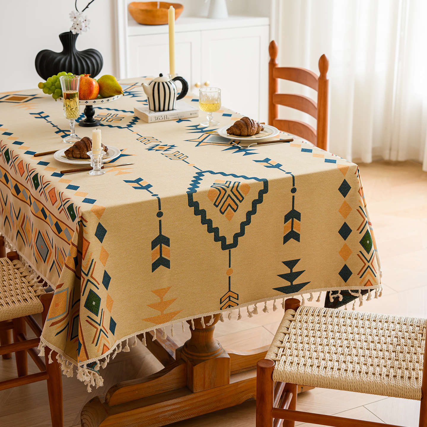 American Country Style Jacquard Tablecloth for Dining Table Coffee Table TV Cabinet Home Decor 60*60cm