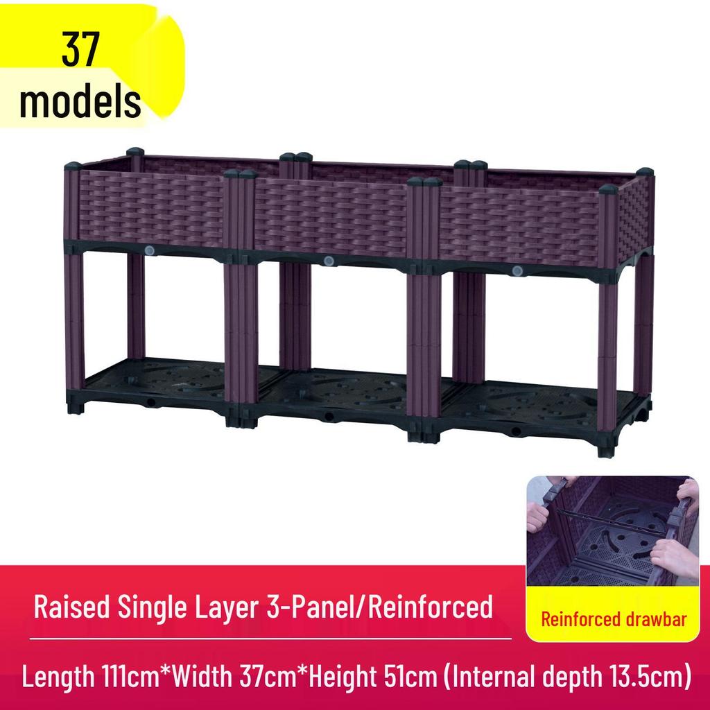 Outdoor Flower & Vegetable Planter: Large Rectangular Plastic Box for Balcony & Rooftop Gardening