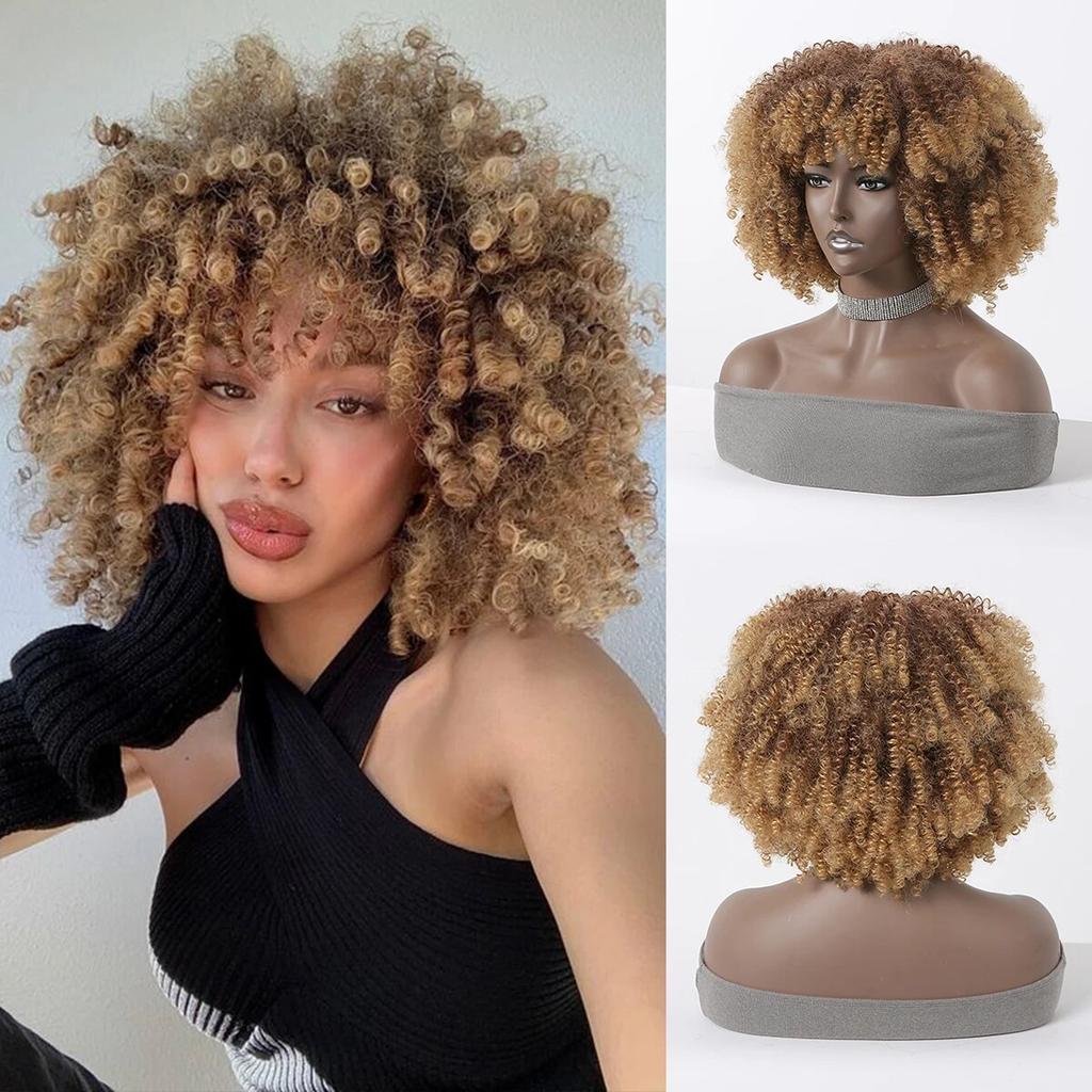 Peruci scurte blonde ondulate afro japoneze din fibre de înaltă calitate pentru femei Peruci ondulate negre pentru femei cu breton Perucă zilnică Cosplay