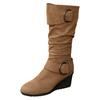 Women's Suede Belt Women's Boots Comfortable Round Toe Long Boots Retro Fashion Boots Flat Boots Women Thigh High