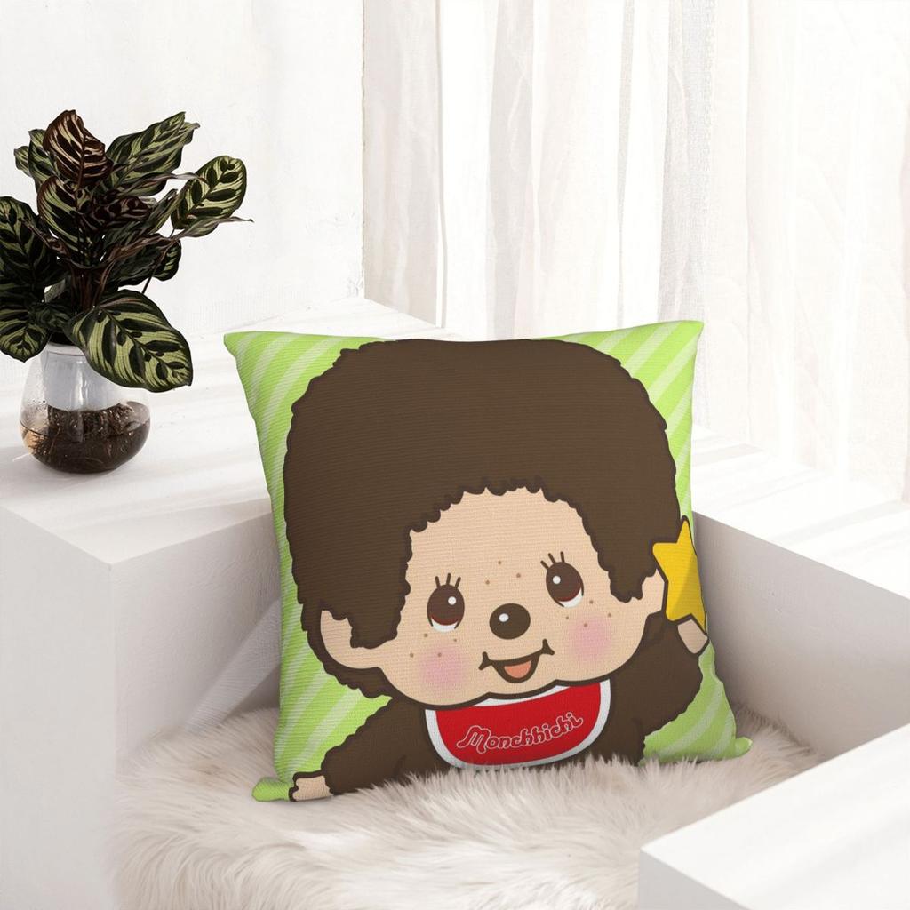Cartoon Monchhichis Anime Square Pillowcase Cushion Cover Pillow Case Throw Pillow Cover for Home Bedroom Car