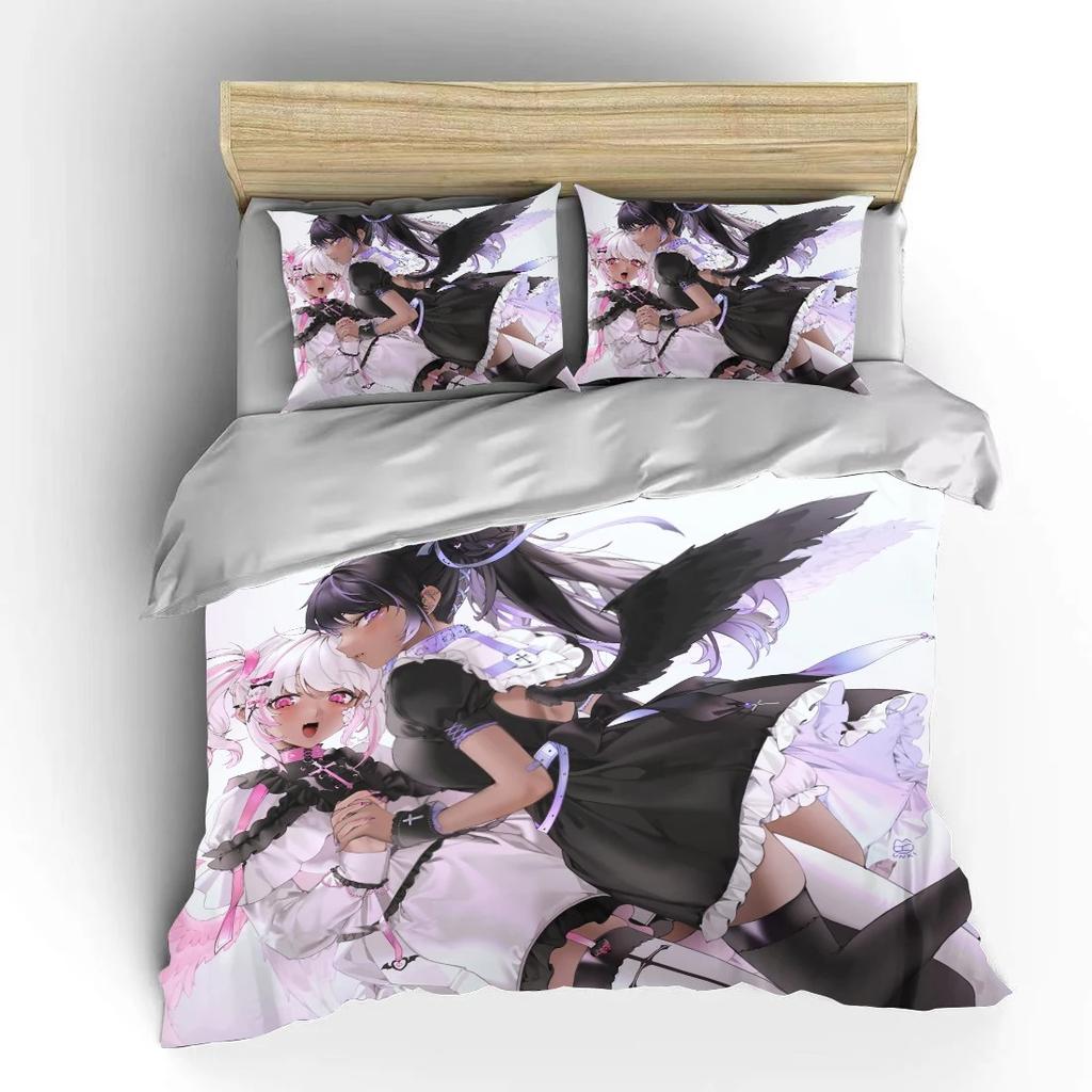 Japanisches 3D Anime Moe Doppelbett Bettbezug Bett Europäische Bettwäschesets Heimtextilien Luxus Kissenbezüge Schlafzimmer Bettwäschesets A