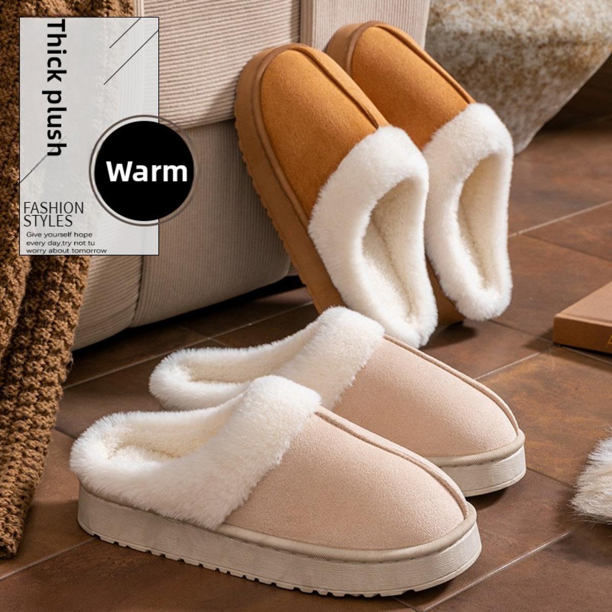 

Unisex Couple Slippers, Winter Home Comfort In Fluffy Slippers with Soft Plush Upper and Comfortable 36-37 бежевий