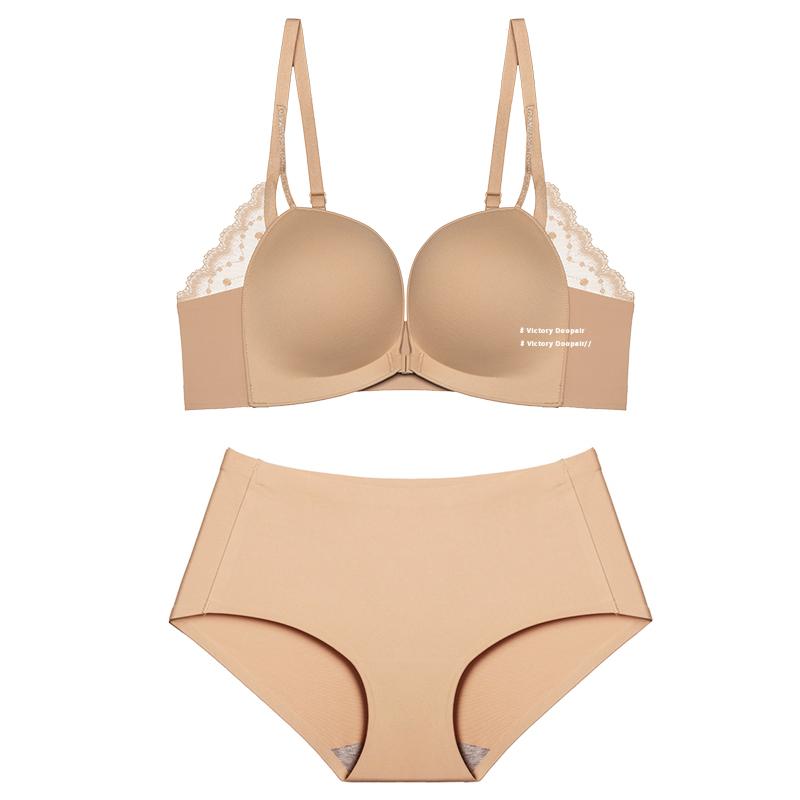 Victoria Doppelle lace front buckle underwear women gather small breasts thin breasts sexy seamless back bra