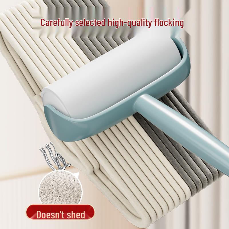 Translucent Flocked Anti-Slip Adult Clothes Hanger for Home Storage