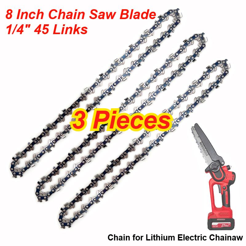 

Garden Tool Parts Accessories 3pcs 8 Inch Chain Saw Blade 1/4 45 Links Chain for Lithium Electric Chainaw