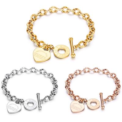 Roestvrijstalen Liefdeshart Armbanden Voor Vrouwen Feestcadeau Mode Bedelarmbanden Sieraden Tekst Gegraveerd