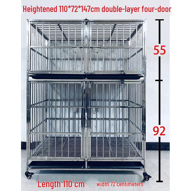 Stainless Steel Multi-Layer Dog Cage for Small to Medium Dogs - Parent-Child Design, Ideal for Pet Shops & Boarding