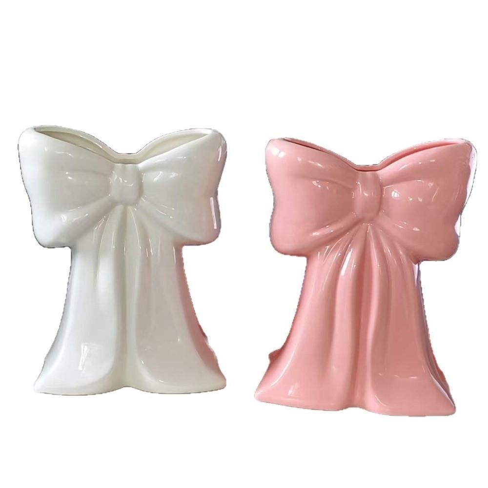 Handcrafted Ceramic Bow Vase Pink Coquette Ceramic Plant Pot Elegant Flower Vase  Holiday Decor