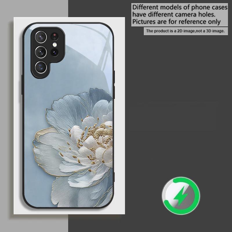Gradient colored flowers For Samsung Galaxy S20 FE S21 S22 + S23 Plus S24 Ultra 25 Edge S24 Ultra For Magsafe Glass Phone Casee