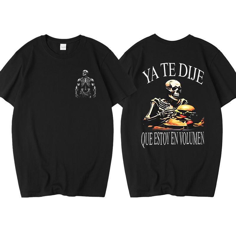 Funny Skeleton Calacas Chidas Gym Print Tshirts For Men Summer Short Sleeve Loose Cotton Tshirt Male Gym Oversized Tshirt Top