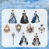 JIANWU Qimeng Chang Series Vintage Clock Character Landscape Material Collage PET Sticker Creative DIY Journal Stationery
