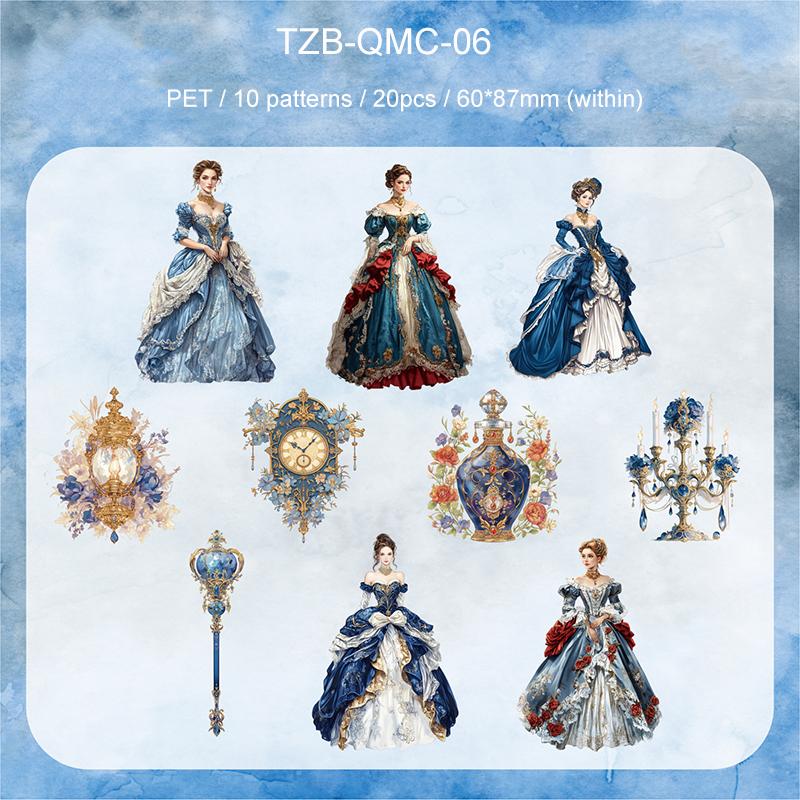 JIANWU Qimeng Chang Series Vintage Clock Character Landscape Material Collage PET Sticker Creative DIY Journal Stationery