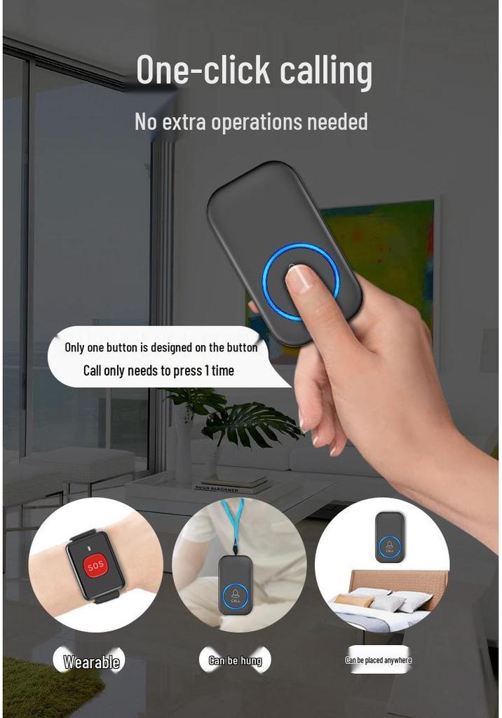 Elderly Emergency Wireless Alarm Wristband: Portable One-Button Call Watch