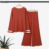 ZANZEA 2PCS Women Long Sleeve Blouse and Pants Stitching Casual Two Piece Suit Sets