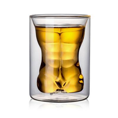 Tvar těla Sklenice Dvouvrstvá Sklenice na Pivo Whisky Pití Panák pro Párty Oslavu Bar Mužské Tělo