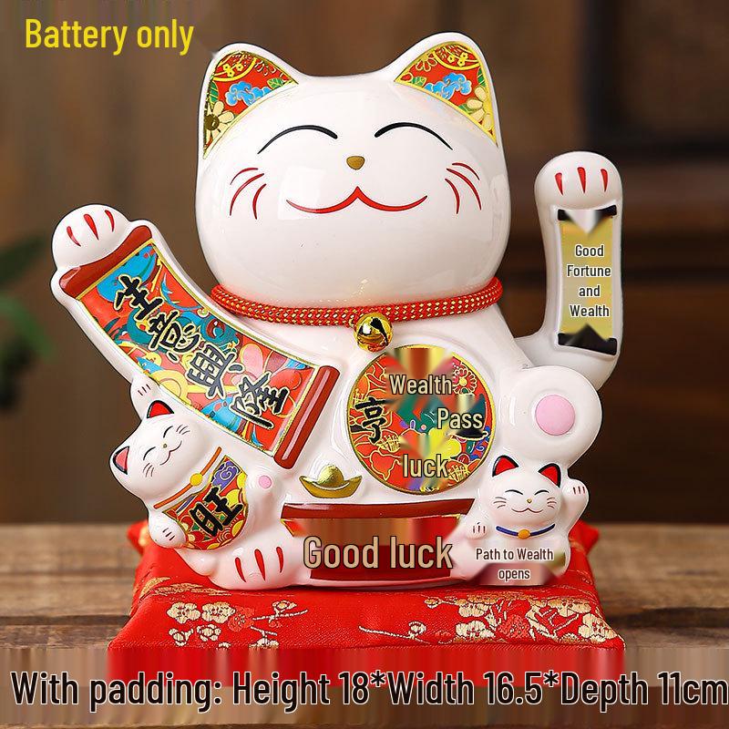 Large Waving Hand Lucky Cat Ornament - Cashier Desk Home Decor Gift
