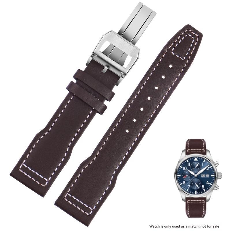 Für IWC Flieger Kleiner Prinz Mark 18 Serie Bronze Spitfire Fighter Armband 20mm 21mm Rindsleder Armband Herren Kalbsleder Armband