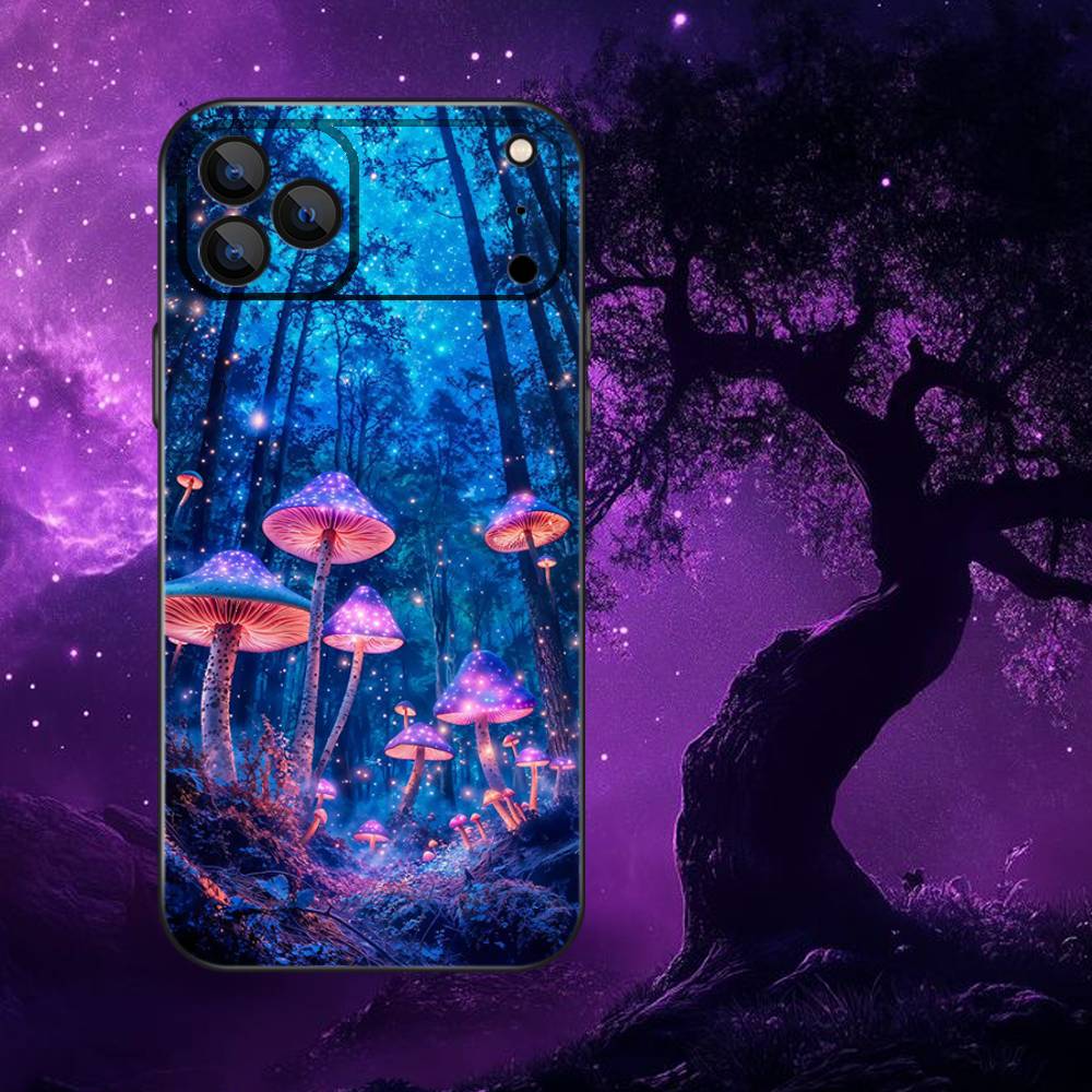

Trippy Magic Mushroom Art Phone Case For iPhone 17,16,15,14,13,12,Pro,Max,Plus,E,SE4,Air,Mini Black Soft Box iPhone14ProMax