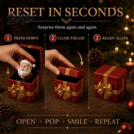 Humorous Holiday Stocking Stuffer Christmas Magic Pop-Up Gift Box, Cute Reindeer Santa Claus Gingerbread Prank Table Decor Reusable Spring-Loaded