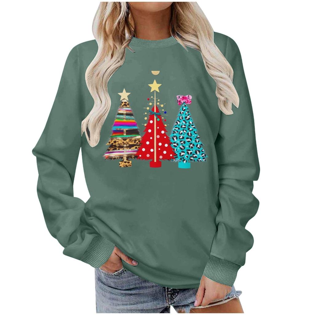 Christmas Sweatshirts For Women Oversized Long Sleeve Crewneck Shirts Cute Xmas Holiday Graphic Pullover Tops