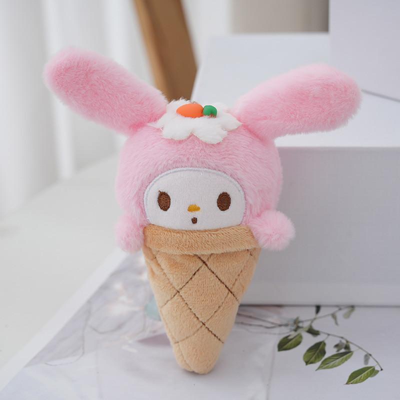Adorable Sanrio Kuromi My Melody Ice Cream Plush Keychain Bag Charm 13cm Melody
